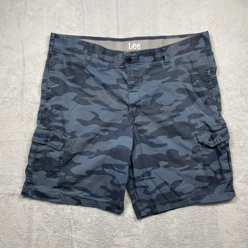 Lee Cargo Shorts Mens 40 Blue Camouflage Cotton Blend Stretch Utility